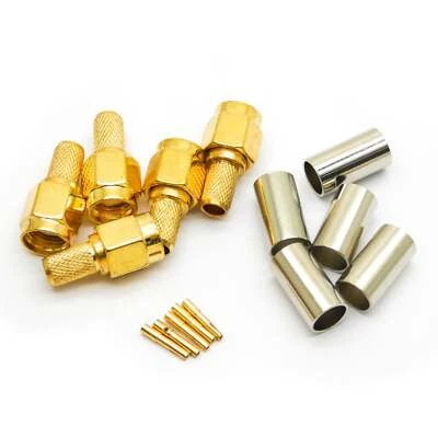 $5.99 • Buy 5pcs RP-SMA Male Crimp RF Connector For RG58 RG142 RG400 Cable With Sleeves