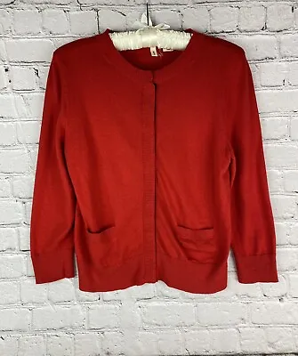 Anthropologie Moth Red Snap Button Cardigan Sweater Size Small EUC • $24.95