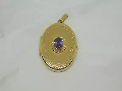 9ct Gold Oval Locket With Amethyst • £185