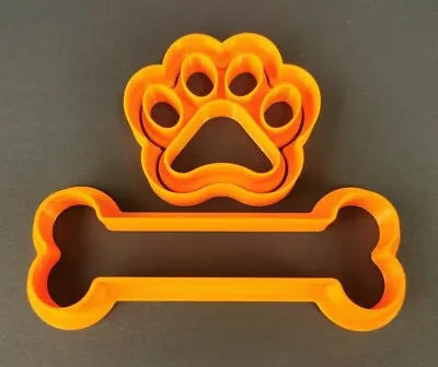 Dog Bone And Dog Paw Cookie Cutter Set Biscuit Pastry Fondant Cutter (3pcs) • £3.99
