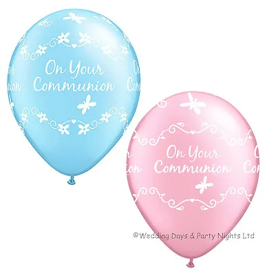 10 Blue Or Pink 1st Holy Communion 11  Balloons Helium/Air Party Decor Boy Girls • £2.98
