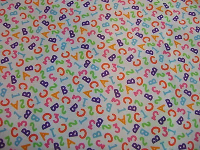 123 White Numbers Craft Dress  Polycotton Fabric 112cm Wide Sold Per Metre  • £2.50