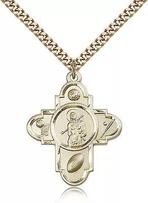 Gold Filled Four Way Cross Necklace For Men On 24 Chain - 30 Day Money Back ... • $254.75