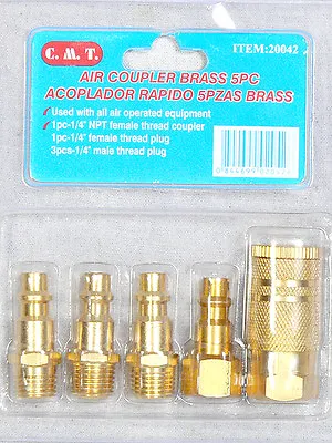5pc Solid Brass Quick Couper Set Connector Air Hose Fittings Disconnect • $7.95