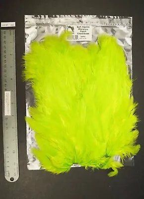 Hareline-Dubbin Dyed Chartreuse Soft Hackle With Marabou Hen Pelt Lot-SF 208 • $19.99