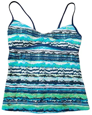 Nike Tankini Top Bikini Women's 6 Green Blue Padded Swimsuit Swimwear Racerback • $19.98