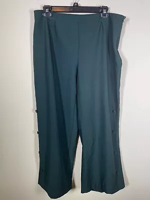 Zara Basic Women's Dark Green Button Detail Cropped Pants XL Wide Leg • $10.88