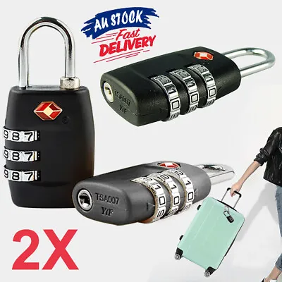 $11.99 • Buy 2pcs Security Locks 3-Dial TSA Combination Code PadLock Suitcase Travel Luggage