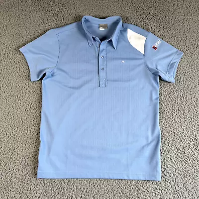 J. Lindeberg Shirt Men's Large Blue Golf Performance Knit Polo Logo Short Sleeve • $28.99