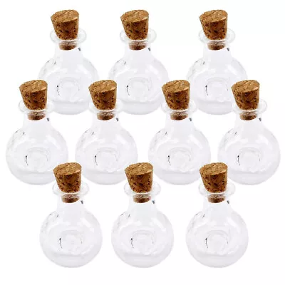  10 Pcs Small Mini Glass Bottles With Cork Jar Vials Drifting • £9.69