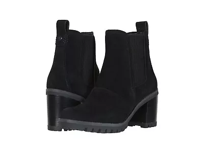 UGG Hazel Ankle Boots Stacked Block Heel Booties Waterproof Black Suede Size 9.5 • $159.99