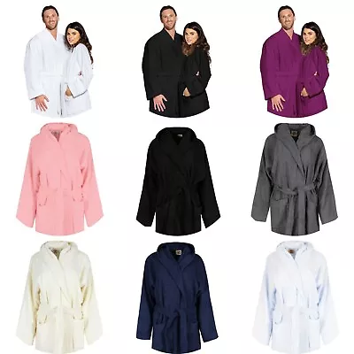 Luxury Hooded Bath Robe 100% Terry Cotton Toweling Dressing Gown Spa LightWeight • $22.49