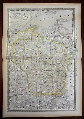 Wisconsin Milwaukee Madison Green Bay Eau Claire 1881 Rand McNally Map • $55