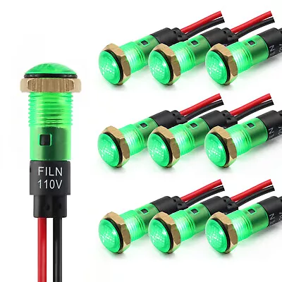 10Pcs 8mm Plastic LED Indicator Light 110V  Indicator Signal Lamp Signal Light • $12.99