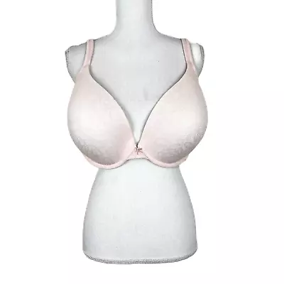 Cacique Bra Women 42F Boost Plunge Pink Wired Padded Floral Lace T-Shirt Bra • $17.50