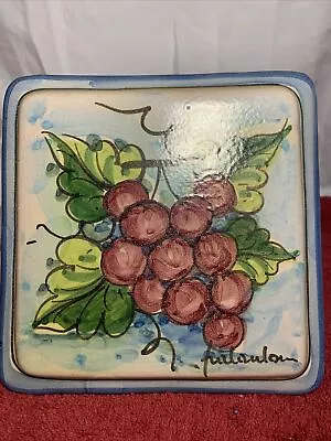 Vietri First Stone Signed By Fratantoni Grapes Tile Plaque Italy Terracotta • $23.40