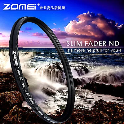 58mm-82mm Slim ND2-400 Filter Zomei Adjustable Neutral Density Fader ND Filter  • $17.99