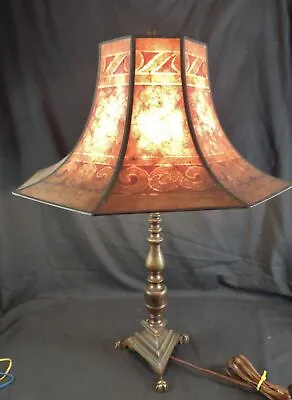 Antique Arts & Crafts Mission Mica Hand Hammered Copper Style Lamp & Shade • $544