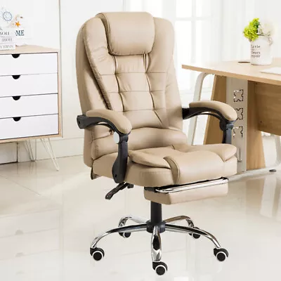 Executive Office Chair Racing Swivel Computer Gaming Chair Recliner W/ Footrest • £65.99