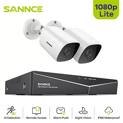 SANNCE 4CH 2MP DVR Outdoor Home CCTV 1080P Security Camera System Night Vision • $61.59