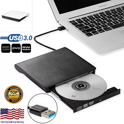 Slim External CD DVD Drive USB 3.0 Disc Player Burner Writer For Mac Laptop PC • $14.99