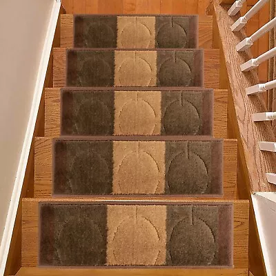 Custom Size Euro Collection Washable Brown Color Non Slip Stair Treads Set Of 13 • $130.99