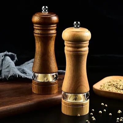 Manual Pepper Grinder Wooden Salt And Pepper Mill Kitchen With Ceramic Grinder • £8.19