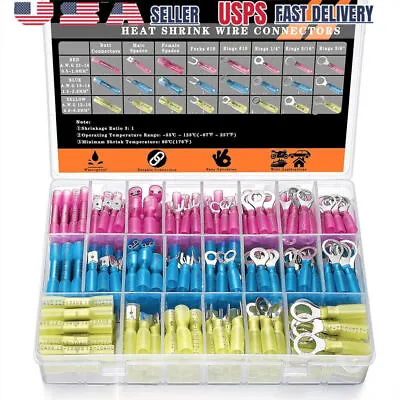 125PCS Heat Shrink Wire Connectors Electrical Terminals Kit Waterproof Marine • $14.99
