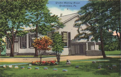 Postcard Pennsylvania Quaker Meeting House Quakertown PA Linen • $3.50