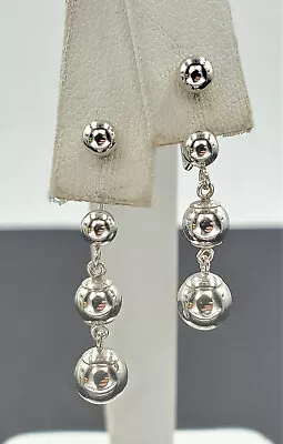 $119.99 • Buy Jacmel JCM Solid 14k White Gold Graduating Ball Bead Stud Earrings &Jacket VIDEO