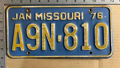 Missouri 1976 License Plate A9N 810 YOM DMV Clear Ford Chevy Dodge 1409 • $10.55