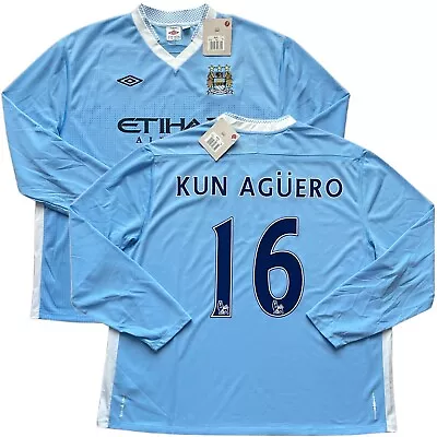 2011/12 Manchester City Home Jersey #16 Kun Aguero 56/ 4XL Umbro Long Sleeve NEW • $399