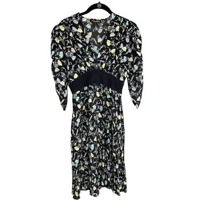 Trashy Diva Rosalind Mardi Gras Fan & Mask Print Midi Dress Women's Size 4 • $87.50