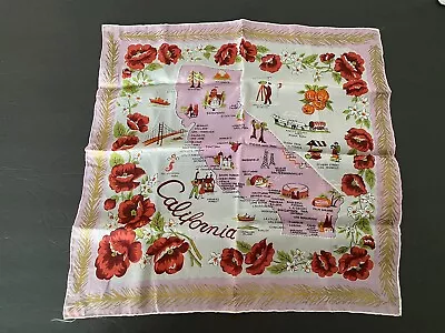 VTG California Souvenir Scarf Landmarks Toruist Attractions By CIRO Of CA 50-60s • $20