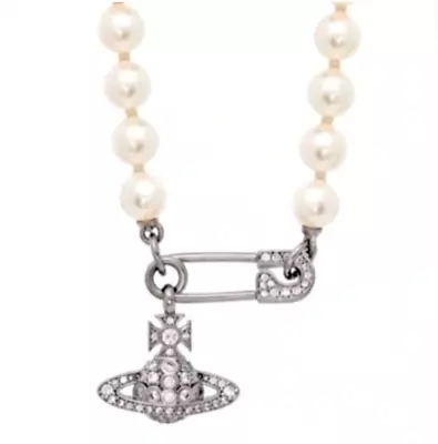 Swarovski Crystal Saturn Off White Akoya Pearl Designer Necklace Luxury Rb Hat L • $14.95