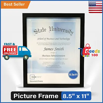 Mainstays 8.5  X 11  Document And Diploma Picture Frame Black Free Shipping • $4.50