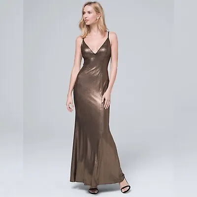 Aidan Mattox Metallic Mermaid Gown Sz 6 Foil Knit Black/Gold Evening Dress NWT • $121.50