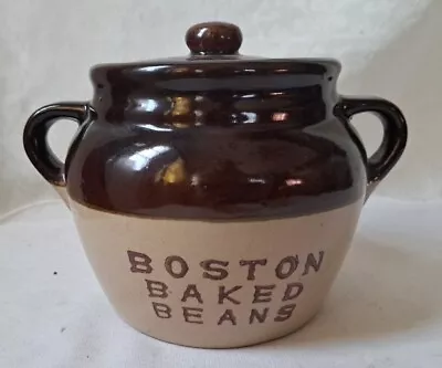 Vintage Monmouth Pottery Brown Maple BOSTON BAKED BEANs Bean Pot USA Crock Nice! • $14