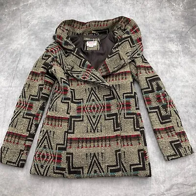 Mossimo Jacket Women Small Tan Aztec Diamond Wool Blend Boho Tribal Retro • $26.97