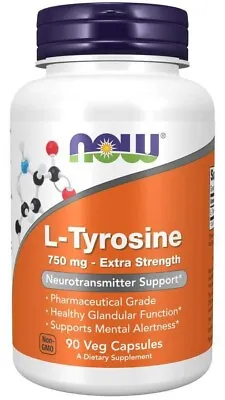 NOW Foods L-Tyrosine Extra Strength 750 Mg 90 Veg Caps Mental Alertness • $12.88