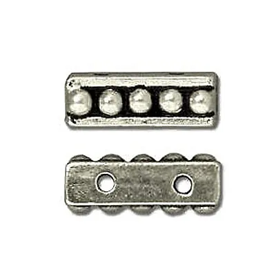 Antiqued Silver Pewter Beaded Design 2 Hole Spacer Bead 4x10mm Bar 4 Beads Pb50  • $8.99