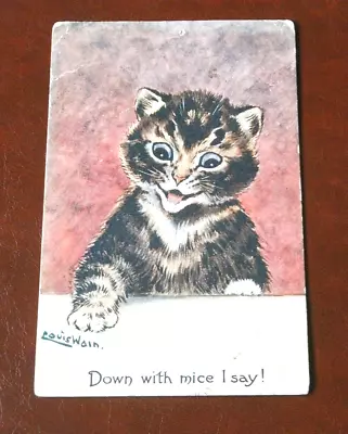 Original  Louis Wain Signed Anthropomorphic Cat Postcarddown With Mice. • £14.50