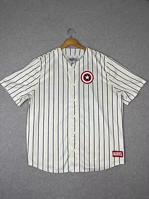 Captain America Jersey Mens 2XL White Pinstripe Marvel Comics Steve Rogers • $35.67