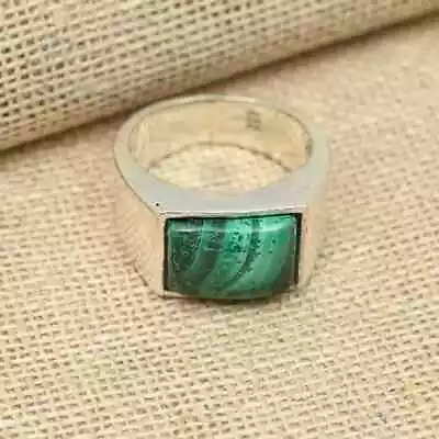 Malachite Gemstone 925 Sterling Silver Handmade Party Men's Ring All Size R476 • $17.84