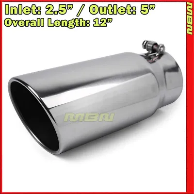 Angled 12 Inch 2.5 Inlet 5 Outlet Stainless Truck 202903 Bolt On Exhaust Tip • $39.99