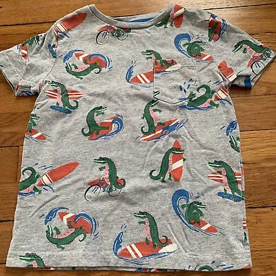 Mini Boden Boys Alligator Printed T-shirt Gray 5-6 • $7.99