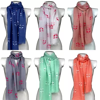£5.49 • Buy Cute Flamingo Birds Print Ladies Fashion Large Size Scarf Shawl Wrap Sarong