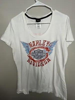 Harley Davidson Double Sided V Neck Shop Shirt- Women’s Large • $14.99