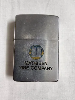 Zippo Vintage 1976 Brushed Chrome Lighter Mathisen Tire Company. RARE • $34.99