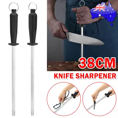 Pro Sharpening Steel Kitchen Chef Knife Sharpener Rod Stainless Sharp Stick 38CM • $11.85